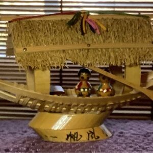 Vintage Handmade Asian Bamboo Boat